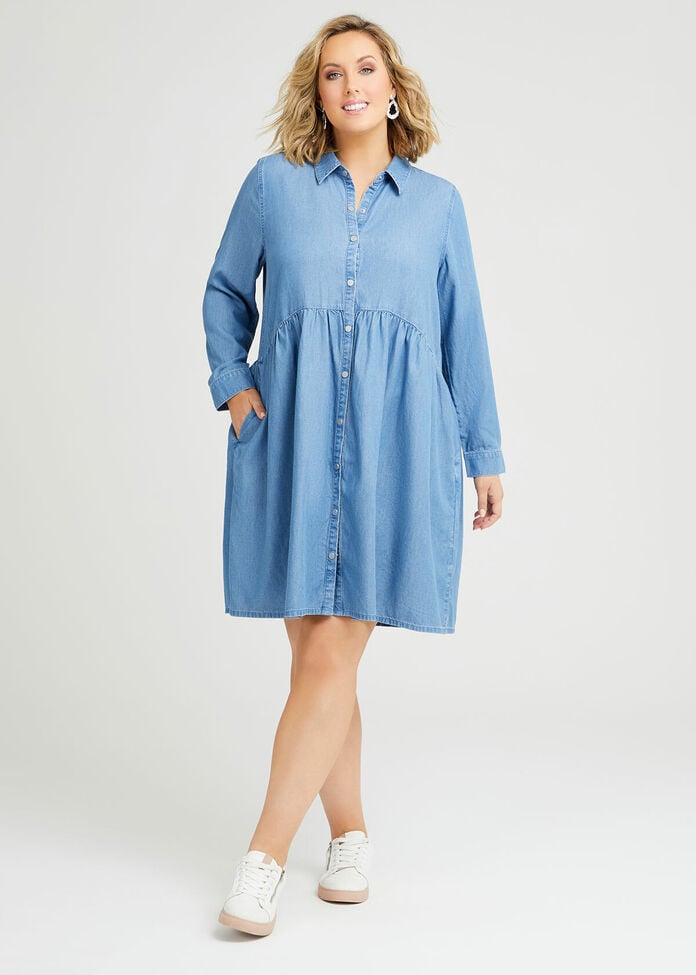 Shop Plus Size Chambray Shirt Dress in Blue | Sizes 12-30 | Taking Shape AU