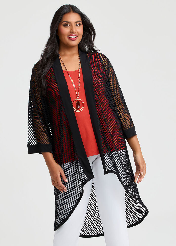 Open Mesh Cardigan, , hi-res