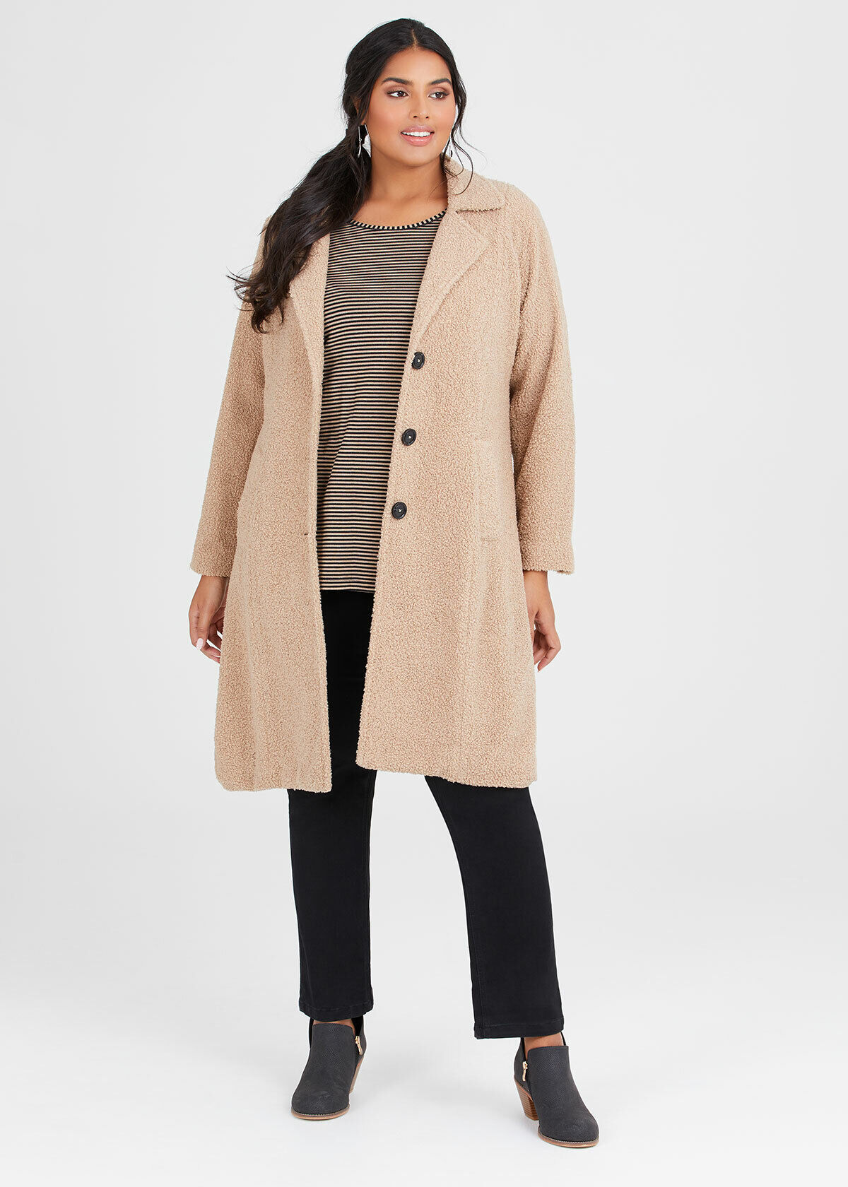 plus size boucle coat