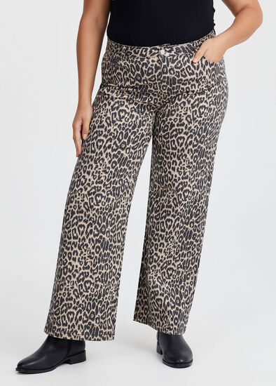 Plus Size Cotton Animal Wide Leg Jean