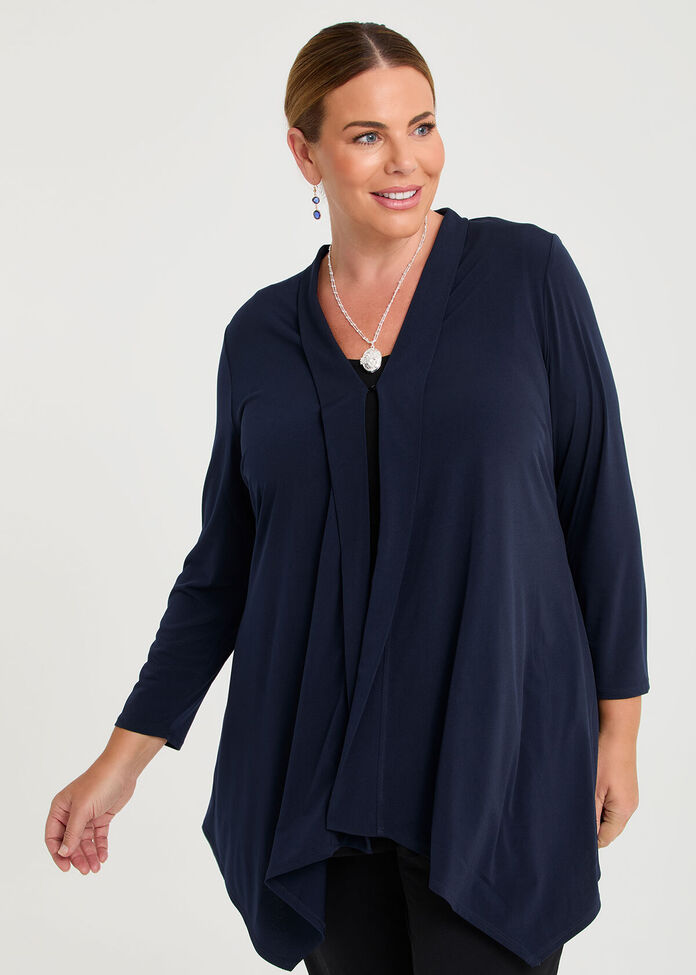 Shop Plus Size Luna Drape Cardigan, Blue | Taking Shape NZ