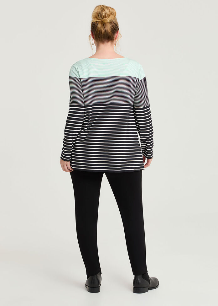 Bamboo Ponte Variegated Stripe Top, , hi-res