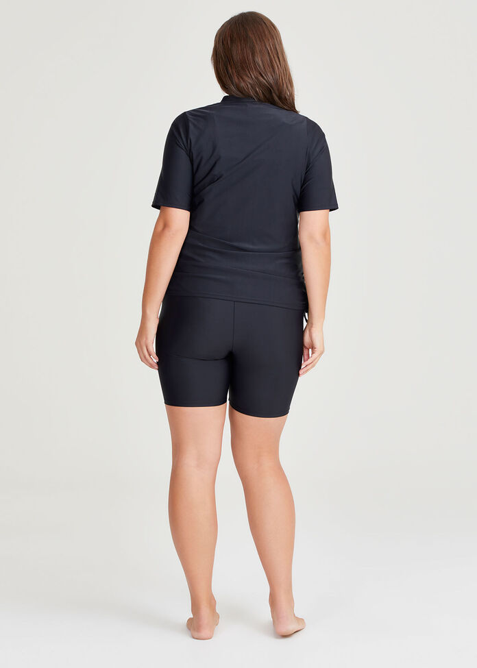 Shop Plus Size Ruched Detail Zip Rash Vest in Black Sizes 1230 Taking Shape NL