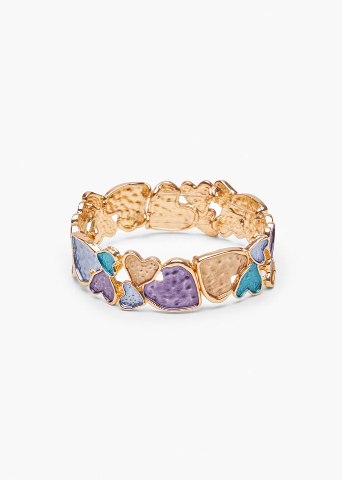 Enamel Heart Stretch Bracelet, , hi-res