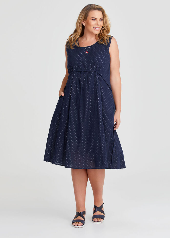 Shop Plus Size Cotton Favourite Sleeveless Dress, Blue Taking