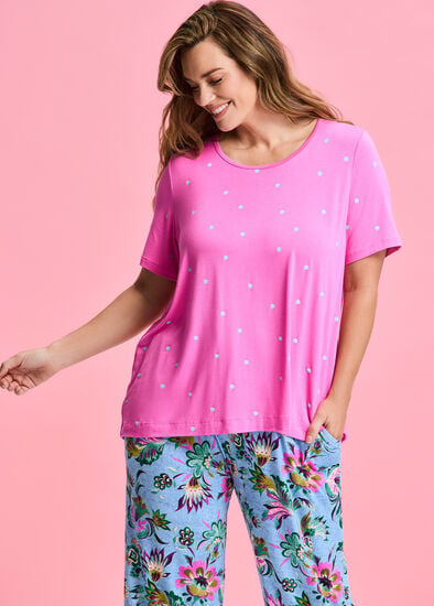 Plus Size Bamboo Spot Pyjama Top