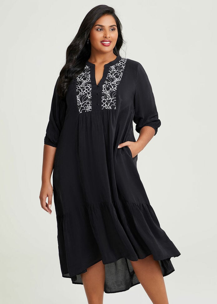 Shop Plus Size Natural By Invite Tier Dress in Black | Sizes 12-30 ...