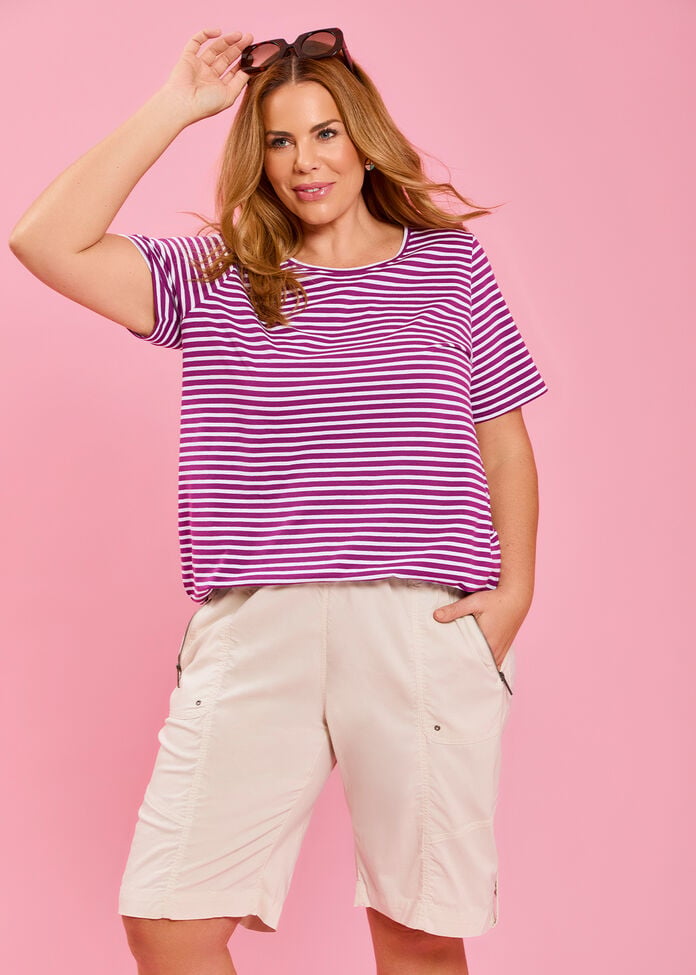 Good Earth Australian Cotton Stripe T-shirt, , hi-res