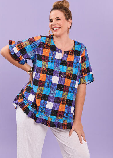 Plus Size Salsa Ruffle Natural Top