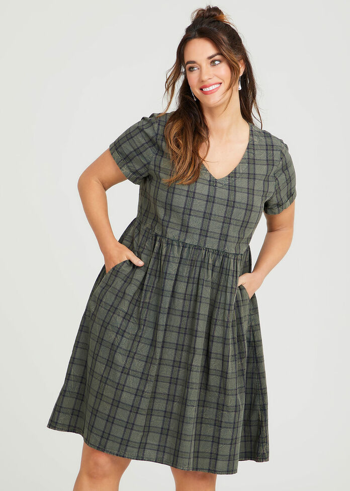 K Green Plus V-Neck Dress