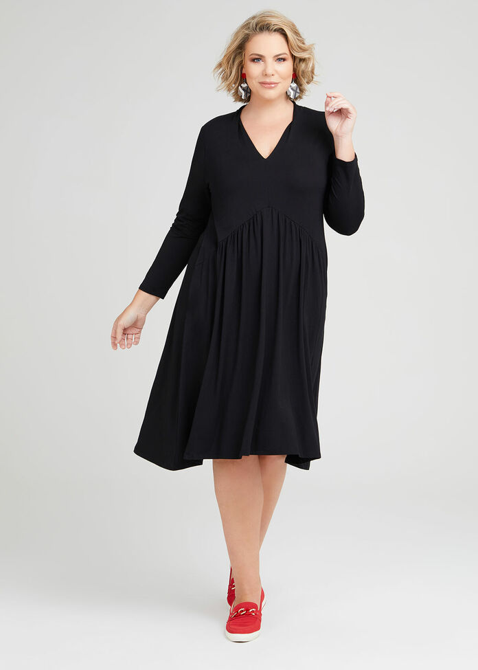 Shop Plus Size Zoe Gathered Bamboo Dress in Black | Sizes 12-30 ...