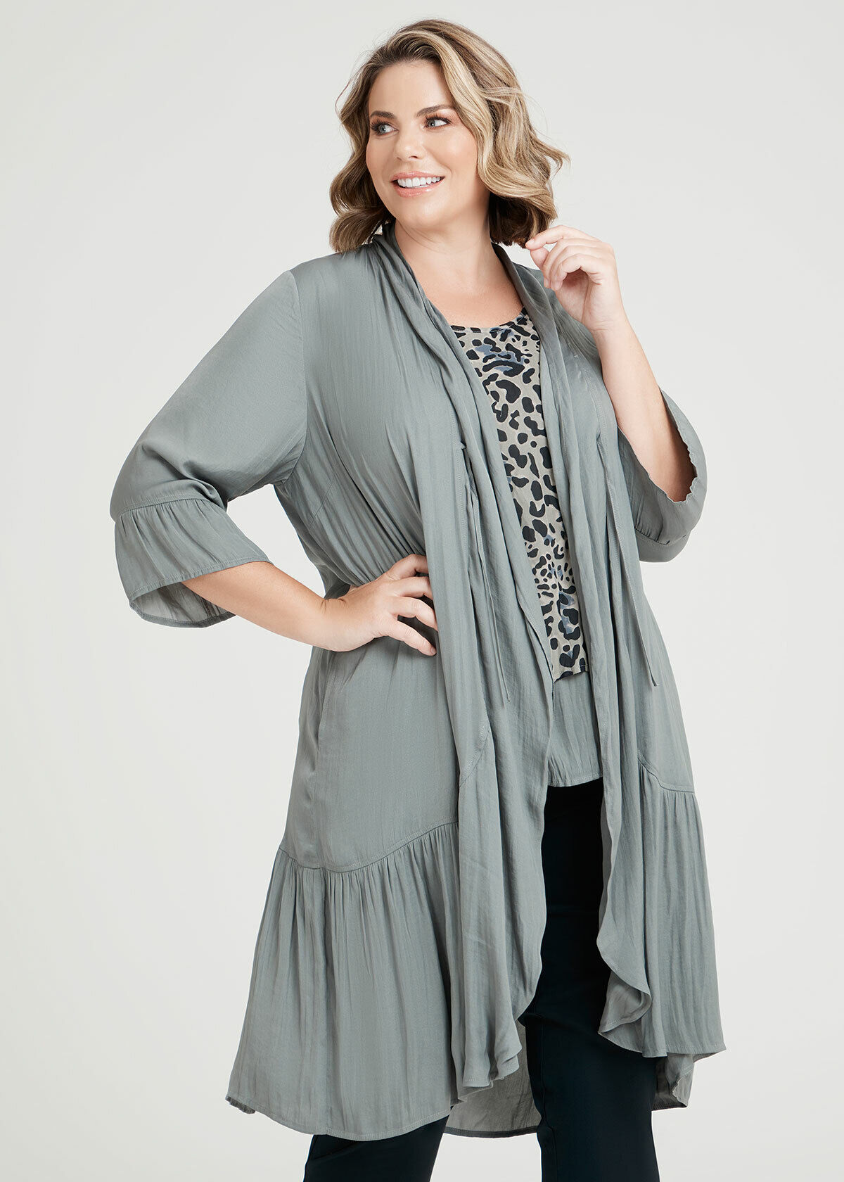 Plus size ruffle cardigan deals