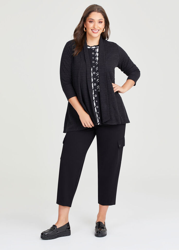 Rib Knit Swing Cardigan, , hi-res