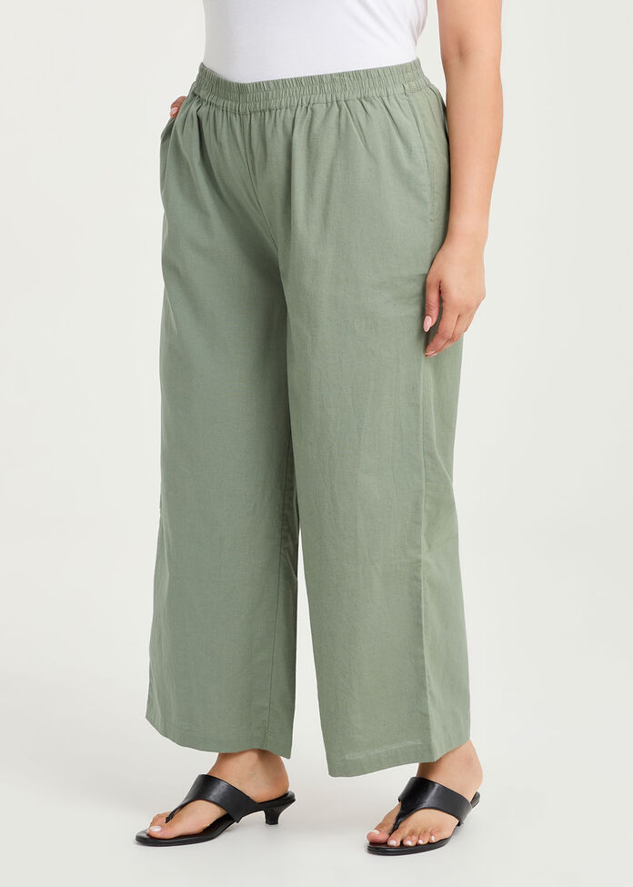 Cotton Linen Wide Leg Pant, , hi-res