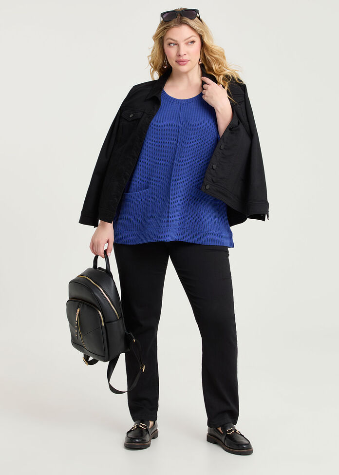 Ticking Rib Pocket Detail Top, , hi-res