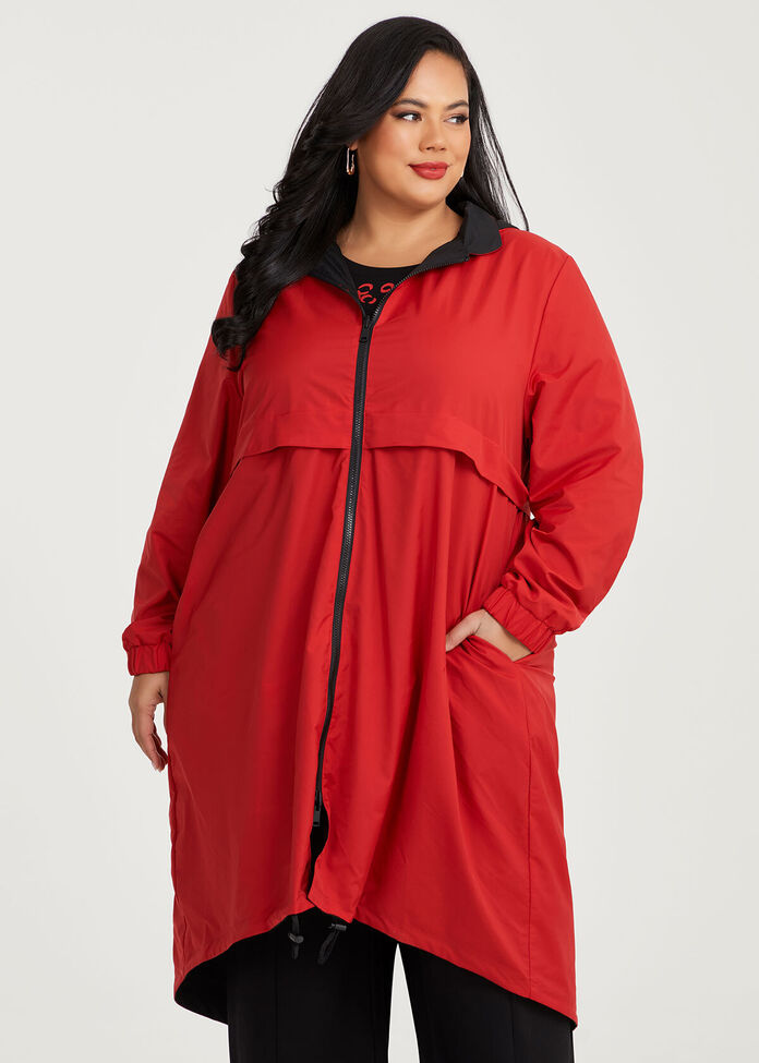 Shop Plus Size Reversible Shower Resist Bea Jacket, Red | Taking Shape NZ