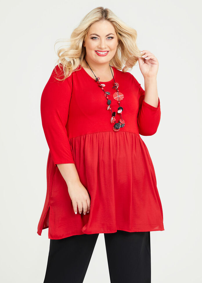 Shop Plus Size Bamboo Luxe Ruffle Tunic in Red | Taking Shape AU