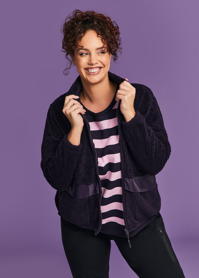Plus Size Active Boucle Zip Thru Jacket