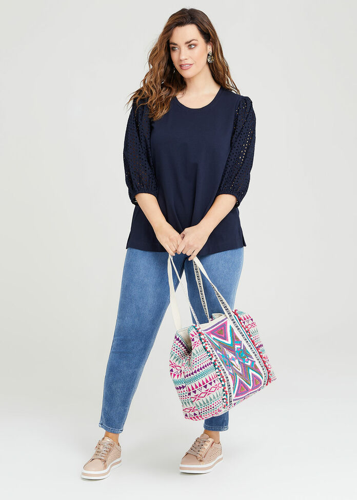 Beaded Jacquard Tote Bag, , hi-res
