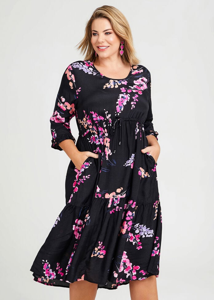 Shop Plus Size Blossom Tier Natural Dress in Multi | Taking Shape AU