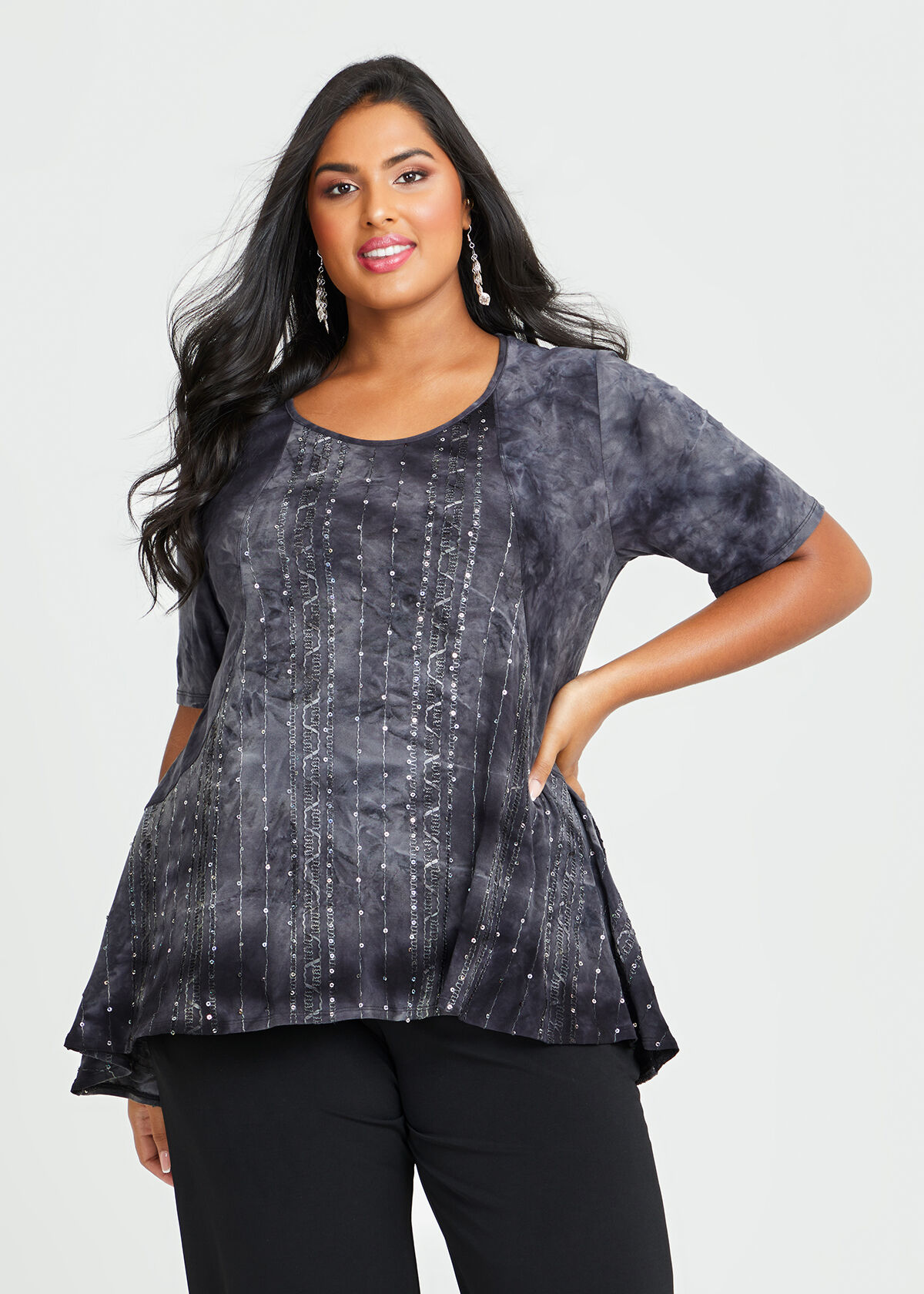 Plus size sequin peplum hot sale top
