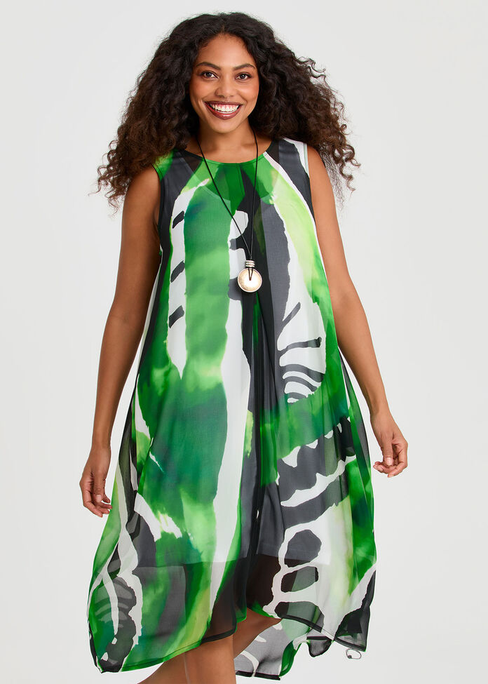 Chiffon Summer Spritz Dress, PRINT, hi-res