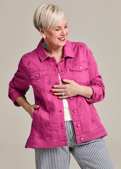 Plus Size Lyocell Stretch Embroidery Jacket