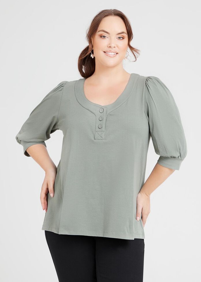 Organic Balloon Sleeve Top, , hi-res