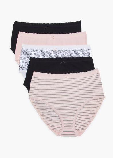 Plus Size 5 Pack Cotton Multi Briefs