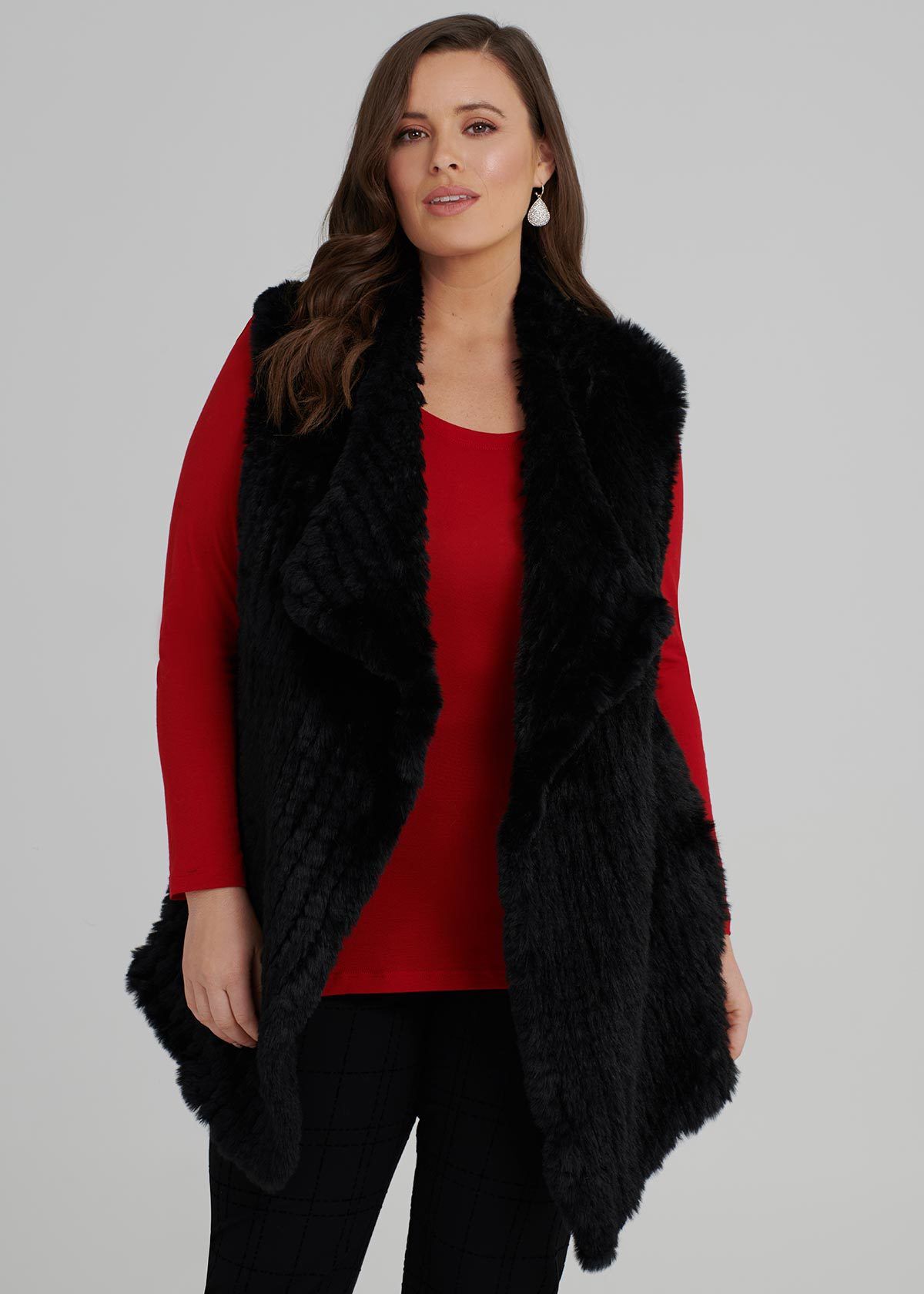Fur vest sales plus size