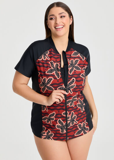 Plus Size Serengeti Spliced Rash Vest