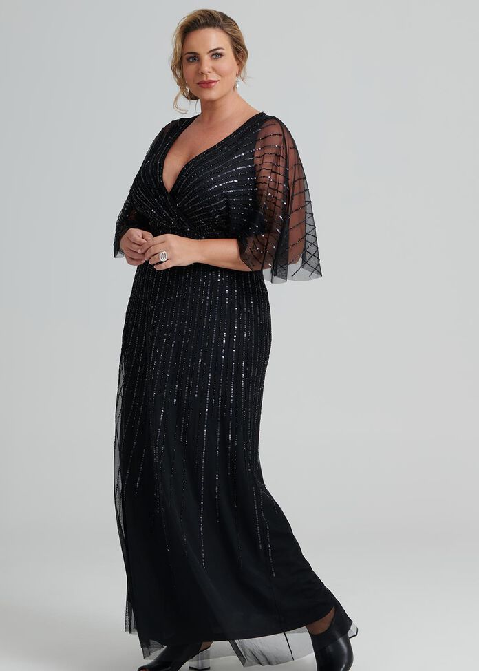 Shop Plus Size Lola Beaded Gown in Black | Taking Shape AU