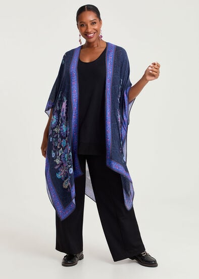 Plus Size Purple Paisley Print Cape