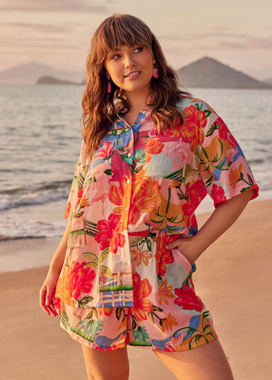Plus Size The Vacay Cotton Beach Shirt