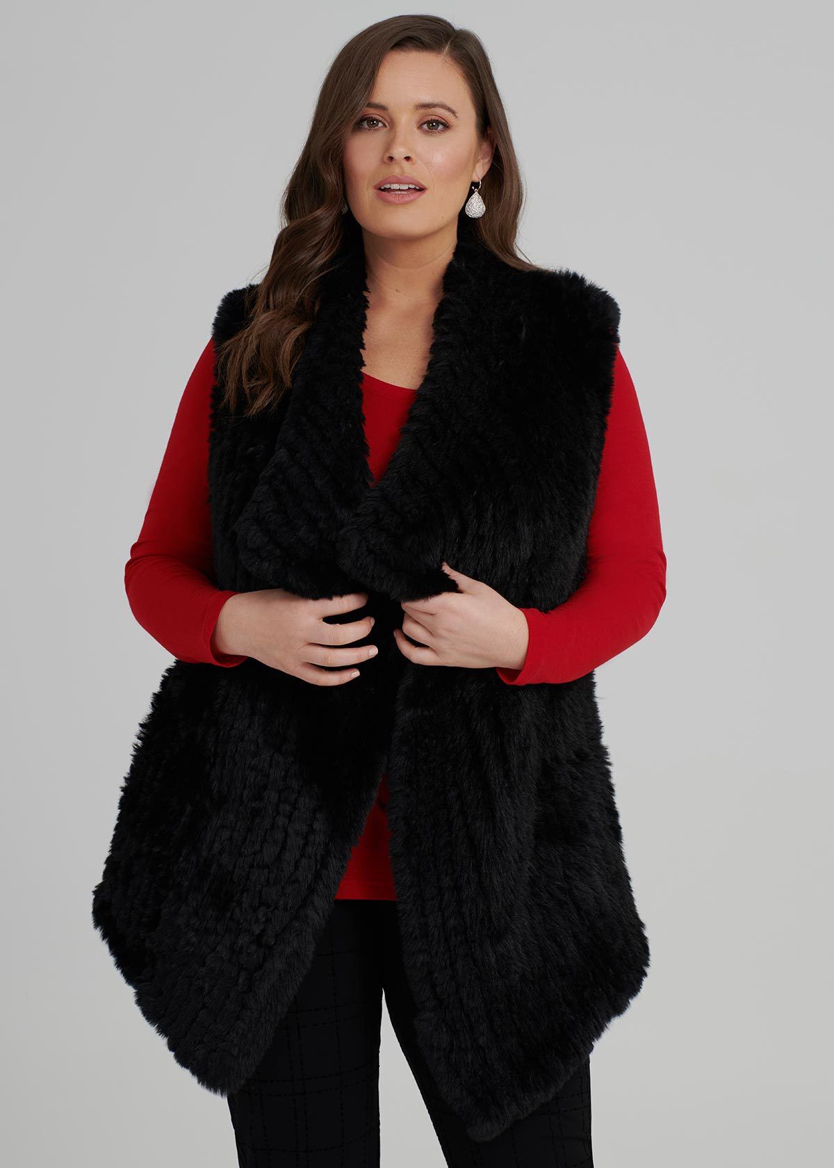 Fur vest plus size sale