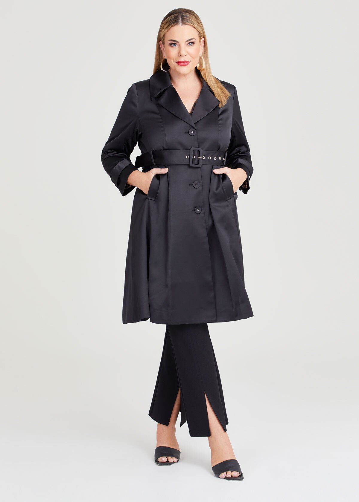Black satin coat store