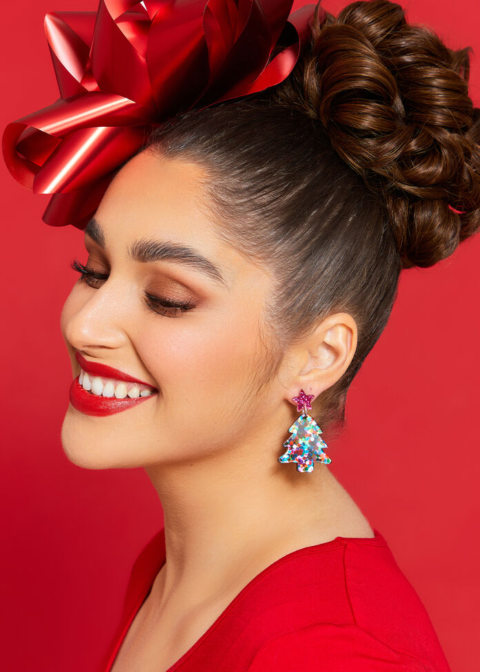 Christmas Tree Earrings, , hi-res