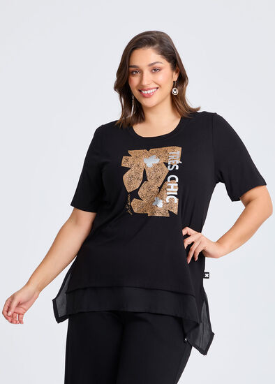 Plus Size Natural Tres Chic Floral Top