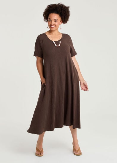 Plus Size Cotton Seam Detail Swing Dress