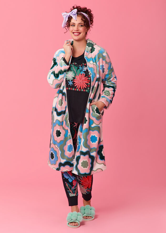 Shop Plus Size Floral Fiesta Zip Dressing Gown, Multi | Taking Shape NZ Shop Plus Size Floral Fiesta Zip Dressing Gown, Multi | Taking Shape NZ