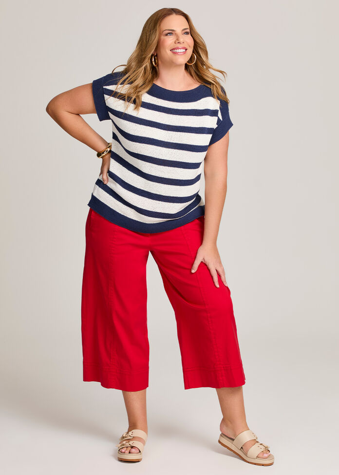 Lyocell Wide Leg Crop Pant, , hi-res