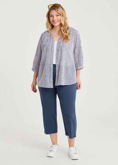 Plus Size Castaway Double Pocket Crop Pant