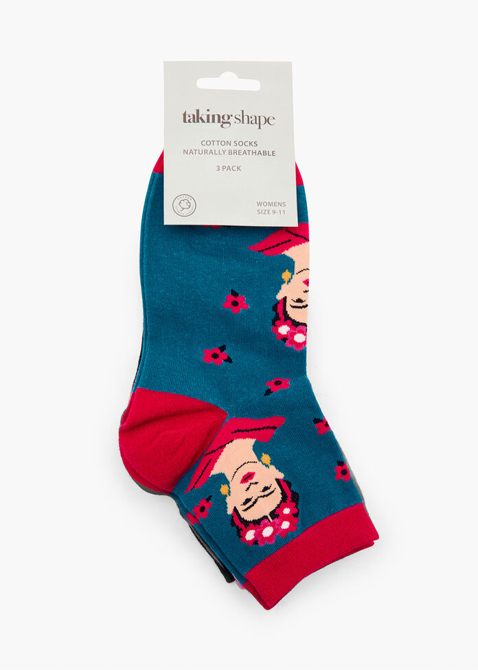 3 Pack Flower Queen Socks, , hi-res