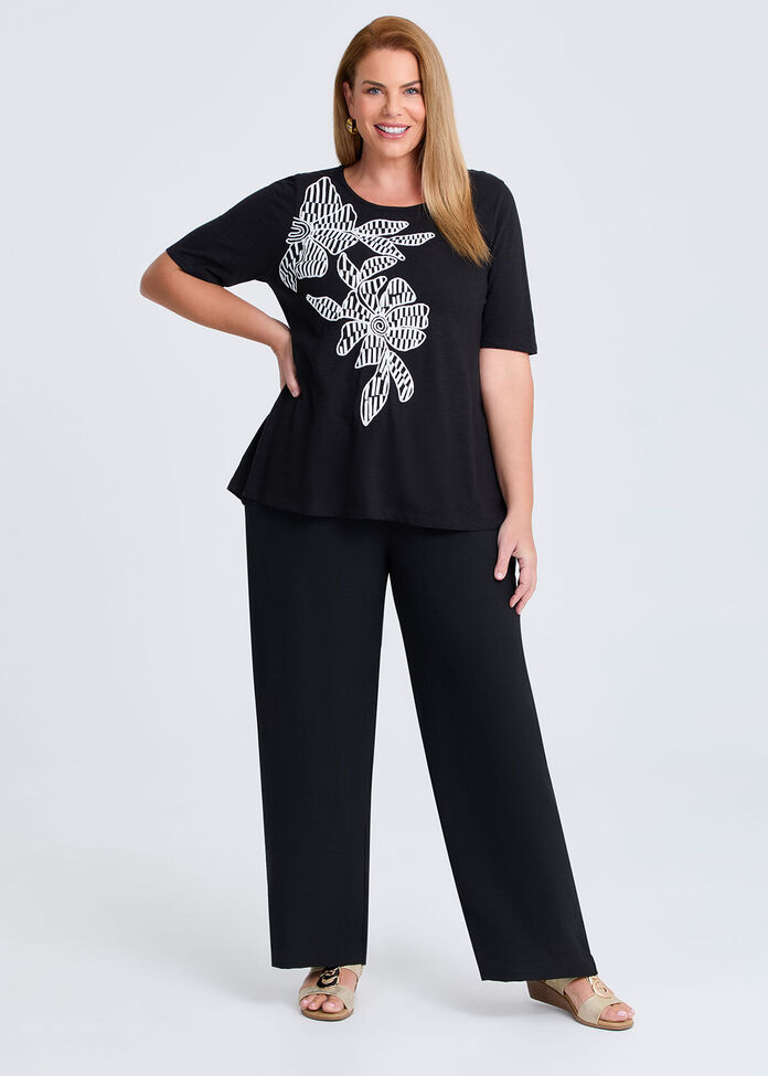 Cotton Modal Embroidery Top, , hi-res