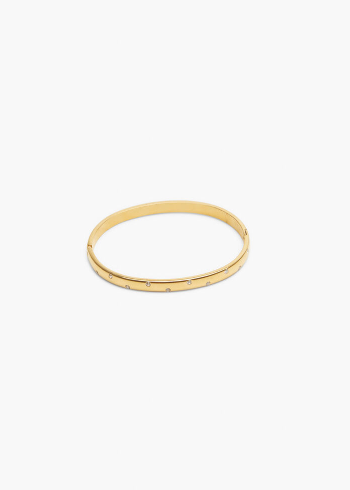 Thin Diamante Hinge Bangle, , hi-res