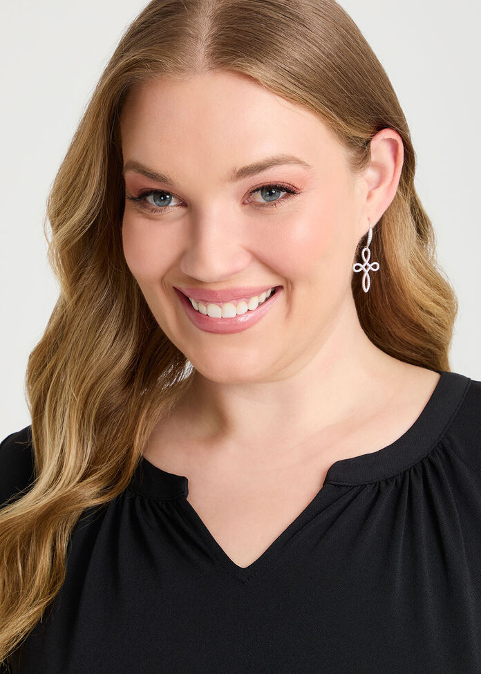 Twisted Silver Diamante Earrings, , hi-res