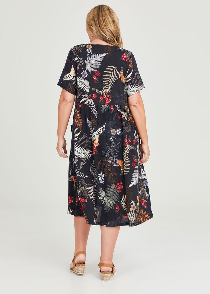 Natural Toucan Print Dress, , hi-res