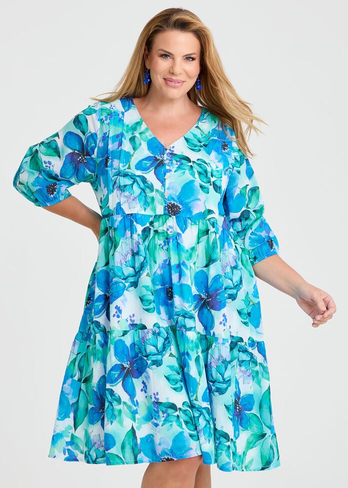 Cotton Garden Isle Print Dress, PRINT, hi-res