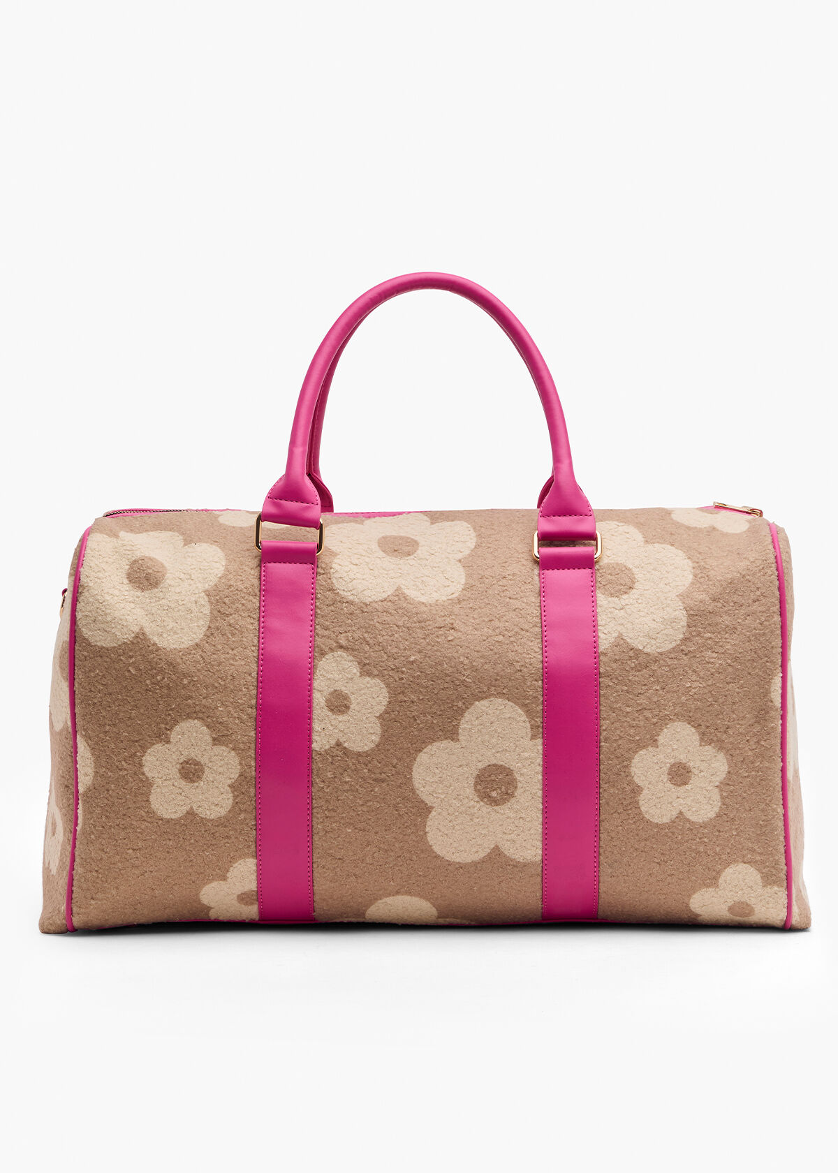 Pink faux fur weekender bag on sale
