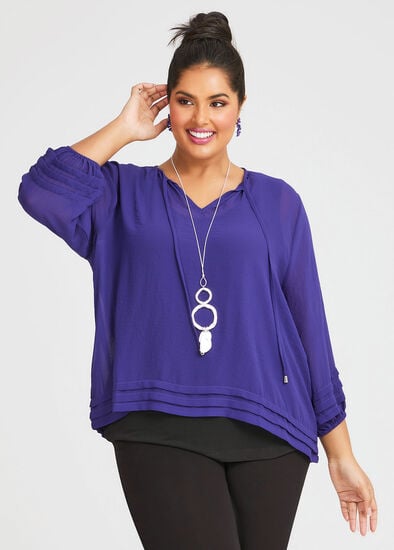 Plus Size Chiffon Grecia Pleat Top